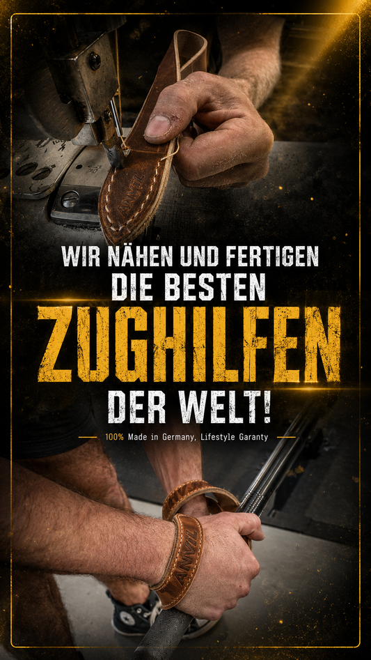 Produktionsvideo unserer Made in Germany Qualitäts Zughilfen, Liftingstraps für Bodybuilding, Kraftsport und Strongman Training